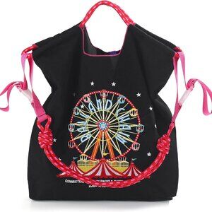 Elegant Embroidered Ferris Wheel Nylon Tote Bag - Large Capacity Women’s Handbag